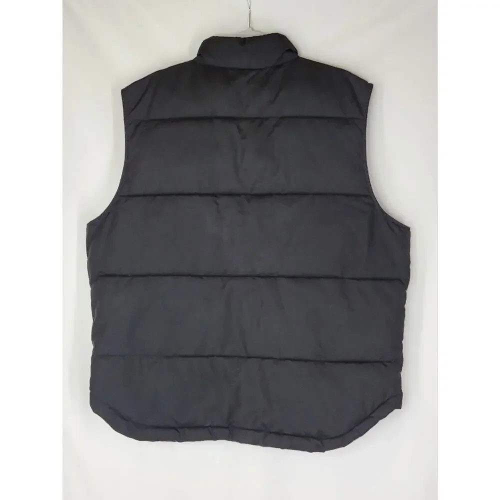 VTG Black ST JOHN'S BAY Zip Front Puffer Vest Red Buffalo Plaid Lining Men's XL